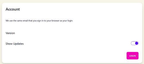 Heperbird account page showing login button