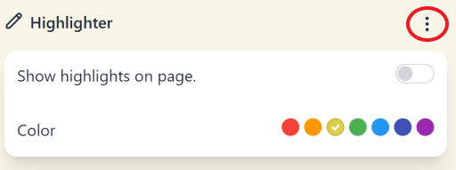 Shows ellipsis (three dots) to click to learn more about how a feature works or favourite it.