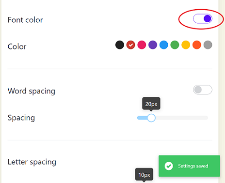Example of how to turn features on by selecting option and clicking feature toggle to turn on