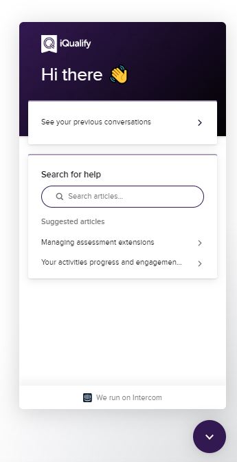 iQual help menu
